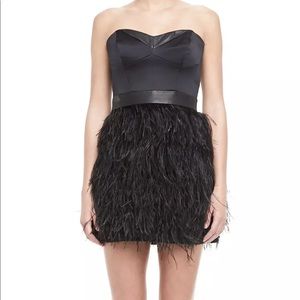 Milly Feather Skirt Strapless Dress NEW $695